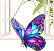 Sun Catchers Indoor Window, Acrylic Window Bird Panel, Bird Stained Sun Catcher for Indoors, Kingfisher Butterfly Sun Catcher Decoration for Window