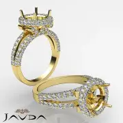 Pave Diamond Engagement Ring 14k Yellow Gold Round Semi Mount 1.4 Carat.