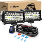 Nilight 6.5Inch 2PCS 120W Spot & Flood Combo Bar Driving Led Work Light