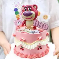 在飛比找ETMall東森購物網優惠-烘焙蛋糕裝飾擺件韓式ins草莓熊生日帽兒童派對甜品蛋糕插件插
