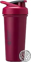 BlenderBottle Strada Sleek Shaker Cup Insulated Stainless Steel Water Bottle with Wire Whisk, 25-Ounce, Raspberry
