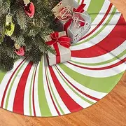 30 Inch Christmas Tree Skirt Lollipop Candy Cane Tree Mat Large Red White and Green Tree Skirt Holiday Candy Swirl Decoration for Xmas Party Home Ornament Rustic Farmhouse Winter Decorations