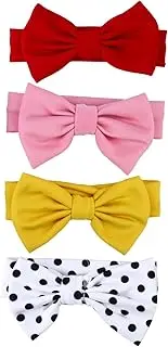 [Abaodam] Stylish Baby Hairband Accessories 4 Pack Baby Bow Headband for Girls Toddler Newborn for Occasions Random