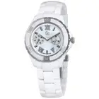 NEW GC GUESS COLLECTION XL-S SILVER+WHITE TONE CERAMIC,MOP,SWISS WATCH X69001L1S