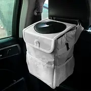 Grey Automotive Garbage Cans - Hanging, Waterproof, Leak Proof Vehicle Trash Can with Car Trash Bag Bin