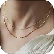 [Long tiantian] Gold Layered Necklace Set for Women Paperclip Chain Necklace Rope Chain Paperclip Necklace 14k Gold Plated Chain Necklace Gold Choker Necklaces Jewelry Gifts for Women Girls