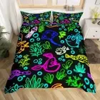 Fish Comforter Cover Ocean Animal Bed Set, Glowing Sealife Duvet Cover Full