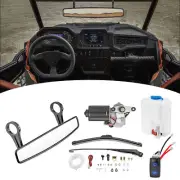 12V Electric Wiper Motor Switch Kit+Center Mirror For Can am Commander 1000 700