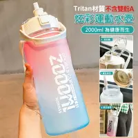 在飛比找樂天市場購物網優惠-Tritan戶外運動水壺 磨砂漸變色/時間刻度 大容量200