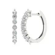 0.5ct Round Cut Latch-Back Hoop Everyday Solitaire Earrings 14k White Gold