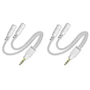 2X Headphone Splitter, AUX Splitter Cable for Headset Knitted 3.5mm6182