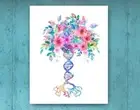 Painting Of DNA Tree Genetic Floral Molecule Medical Educational Canvas & Poster