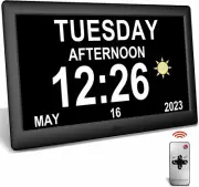 Alarm Clocks 10 Inch, 12 Electronic Calendar Day Date Large Clock for Memory Los