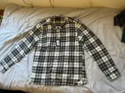 Allen Edmonds Cotton Flannel Black And White Plaid Long Sleeve Size Medium