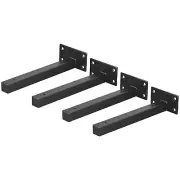 Floating Shelf Brackets, 4pcs 8"(200mm) Wall Mounted Shelf Supports, Black