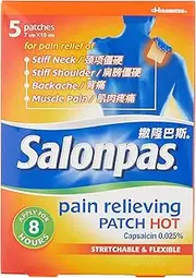 [Salonpas] Pain Relief Hot 5 Patches, 7 cm x 10 cm Size