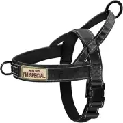 Annchwool No Pull Dog Harness with Soft Padded Handle(Black,Size M)+Tactical