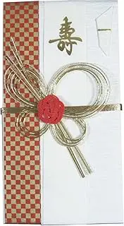 Suzuki Paper Festival Bag Design Gold Seal Checkered Pattern Red Su-6263