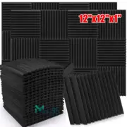12~72 PACKS 12"X12"X1" Acoustic Foam Panel Wedge Studio Soundproofing Wall Tiles