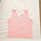 J. Crew NWT Pink White Plaid Longline Tank Top small