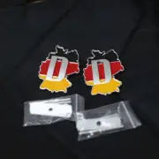 2x Chrome Germany Map Flag Metal Grille Badge Emblem 3D Deutschland Turbo Engine (for: Peugeot)