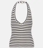 [Nili Lotan] Nili Lotan Britt halterneck cotton jersey top AU 10 white