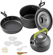 BIUMALL Camping Cookware Set Aluminum Nonstick Portable Outdoor Tableware Kettle Pot Cookset Cooking Pan Bowl for Hiking BBQ Picnic