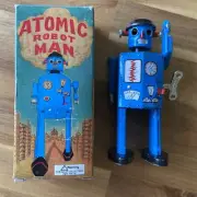 Spring loaded tin robot Model number ATOMIC ROBOT MAN Blue Made in China