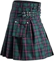 [GRAJTCIN] Mens Utility Scottish Traditional Highland Tartan Kilt Modern