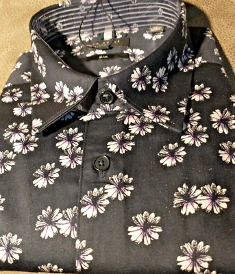 NWT Ted Baker men's 2(Small) short sleeve button down shirt Fancy Abstract Flora