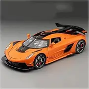 Die-cast 1:22 for Koenigsegg Jesko Super Car Model Metal Diecast Light Pull Back Sports Cars Models Mini Collection Racing Miniature Vehicle(Orange)