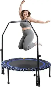 Rebounder Trampoline - Bungee Fitness Trampoline with Adjustable U Shape Foam Handle Bar - Indoor Workout Garden Home Exercise