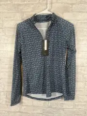 New Lady Hagen XS Long Sleeve Golf Shirt 1/4 Zip Top Suncover Blue Floral Womens