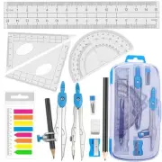 Maths Compasses Starter Geometry Kit with 2 Drafting Compasses Protractor Set