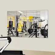 JAMBALAY Full Length Wall Mirror Tiles, 10''×12''×12Pcs Home Gym Mirrors for Gym, HD Glass Wall Mirror Tiles, Self Adhesive Frameless Wall Mirror for Bedroom, Living Room, Over The Door