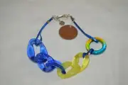 Brenda Schoenfeld Now Lucite and Leather Necklace Navy yellow $110.00 20"