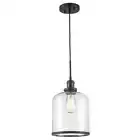 Bel Air Lighting Dorina 1-Light Black Mason Jar Hanging Kitchen Pendant Light
