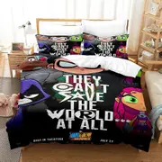 v218 Bed Sheets Cartoon Teen Titans Go Bedding Set,Duvet Cover Comforter Bed Set Quilt Cover Pillowcase,King Queen Twin Size Boys Girls Adults 3-Piece