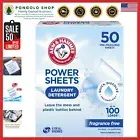 Fragrance-Free Power Sheets Detergent - 50 Loads, Lightweight & Eco-Conscious