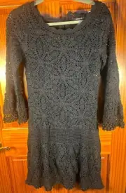 Arden B Black Crochet Knit Dress Medium Whimsy Goth Fairy Goth Witchy