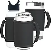 TahoeBay Universal Handhold for Tumblers (3-Pack) Fits Water Bottles, Cans, Can Cooler Insulators - Blank Neoprene Drink Handle Strap - Compatible with YETI, BrüMate, and Hydro Flask (Black)