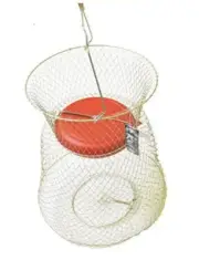 Floatable Galvanized Steel Wire Fish Basket Large (15"x20"H) Red