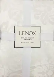 Lenox White Damask Jacquard Cloth Tablecloth 60” X 102”