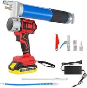 21V Electric Grease Gun with Battery*2, 12000 PSI Cordless Grease Gun Kit with Case & Accessories (Charger, Coupler Locks, tip, Hose, Cartridge Tube)