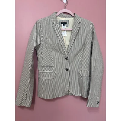NEW NWT J.Crew 100% Cotton Pin Stripe Button-Front Blazer Size 4