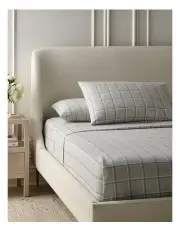[Heritage] Printed Cotton Flannelette Sheet Set in Grey Check