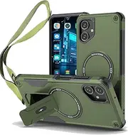 Ysnzaq Crossbody Lanyard Case for Samsung Galaxy A05, Heavy Duty Shockproof Protective Cover with Magnetic Bracket for Galaxy A05, DJ Amy Green