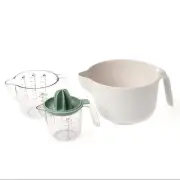Gourmet Kitchen Modern 4pc Food Preparation Set with Mixing Bowl, 2 Measuring