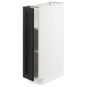 METOD base cabinet with shelves, white/Lerhyttan black stained, 20x60x80 cm