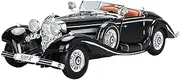 Scale Finished Model Car 1:18 for 1936 Mercedes Benz 500K Vintage Vehicle Alloy Metal Diecast Car Model Replica Classic Car Miniature Replica Car(Black)